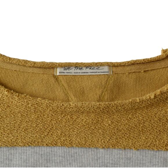 Free People We The Free Brown Striped Palo Alto Pullover Cropped Sweatshirt XS - Picture 4 of 8
